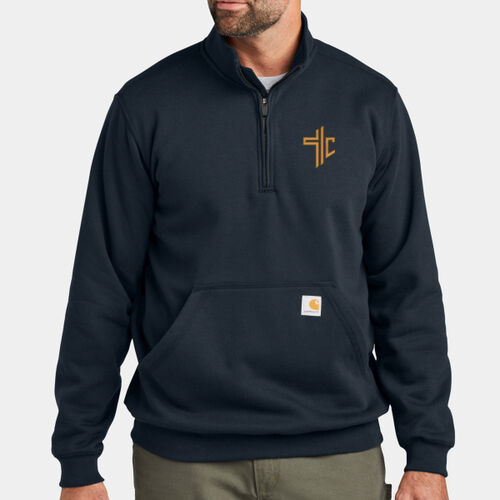 Midweight Embroidered 1/4 Zip Mock Neck Sweatshirt Thumbnail