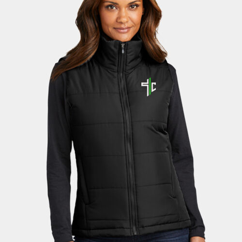 Women's Embroidered Puffer Vest Thumbnail