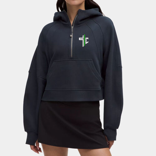 Embroidered Scuba Oversized Half-Zip Hoodie Thumbnail
